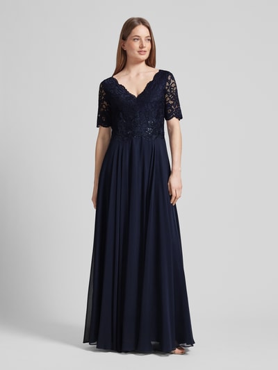 Vera Mont Abendkleid mit Spitzenbesatz Dunkelblau 4