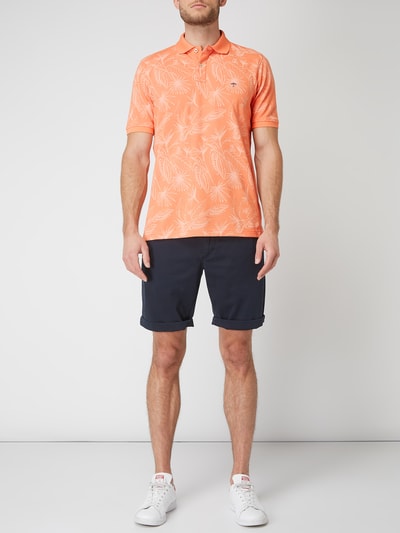 Fynch-Hatton Casual fit poloshirt met bloemmotief  Oranje - 1