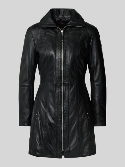 Cabrini Płaszcz skórzany z naturalnej skóry jagnięcej nappa ze stójką Czarny 2