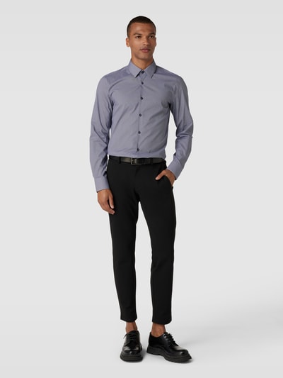 BOSS Slim Fit Business-Hemd mit Kentkragen Modell 'HANK' Marine 1