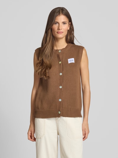 VILLA SOPHIE Mouwloos vest met labelpatch Middenbruin - 4