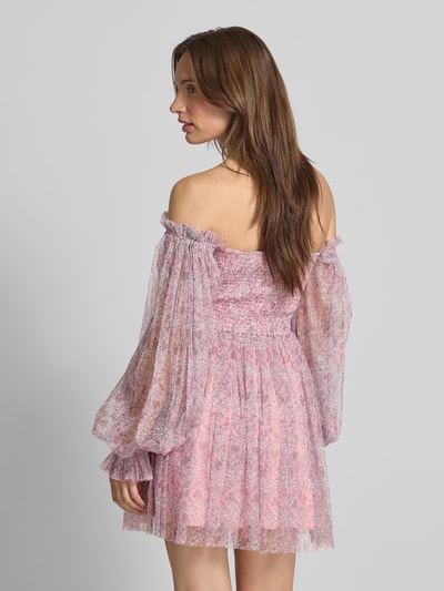 LACE & BEADS Cocktailkleid im Off-Shoulder-Look mit Taillenband Rosa 5