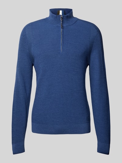 Brax Gebreide pullover met opstaande kraag, model 'Steffen' Blauw - 2