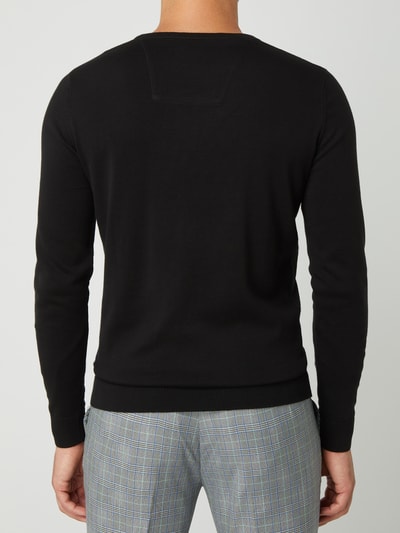 Tom Tailor Gebreide pullover met logostitching Zwart - 5