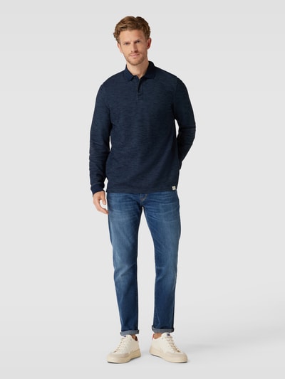 Fynch-Hatton Longsleeve mit Polokragen Modell 'Slub' Marine 1