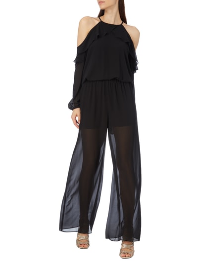 MICHAEL Michael Kors Cold Shoulder Jumpsuit aus Chiffon Black 1