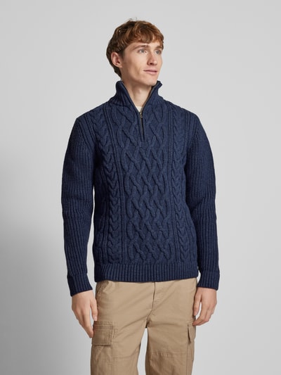 Superdry Gebreide pullover met kabelpatroon, model 'Jacob' Blauw - 4