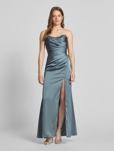 Hey Kyla Sukienka z odkrytymi ramionami, obszyciem ozdobnymi kamieniami i marszczeniami Jasnoniebieski 4