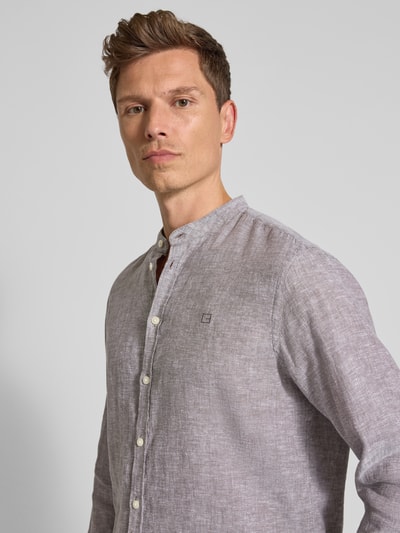Casual Friday Slim Fit Freizeithemd aus Leinen Modell 'Anton' Dunkelbraun 3