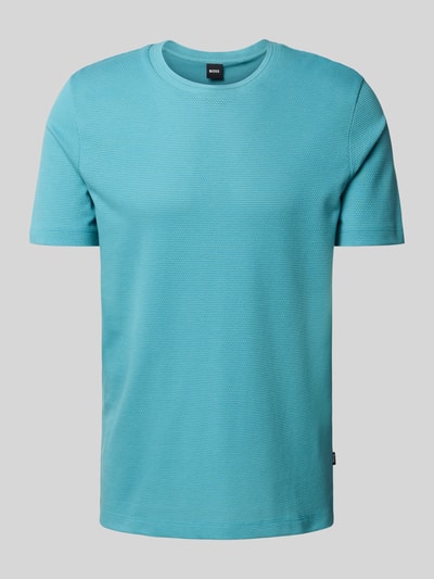 BOSS Regular fit T-shirt van katoenmix, model 'TIBURT' Aquablauw - 2