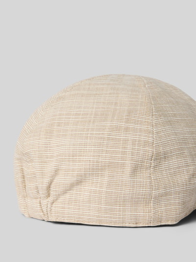 Produktfoto, Schiebermütze mit Strukturmuster von Müller Headwear in Beige mit Teilungsnähten, Material-Mix mit Leinen-Anteil, klassische Form