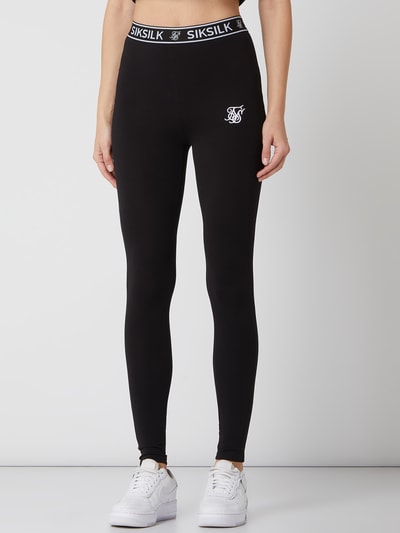 SIK SILK Legginsy z paskiem z logo  Czarny 4