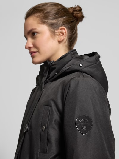 Only Taillierter Parka mit Kunstfellbesatz Modell 'IRIS' Metallic Black 3