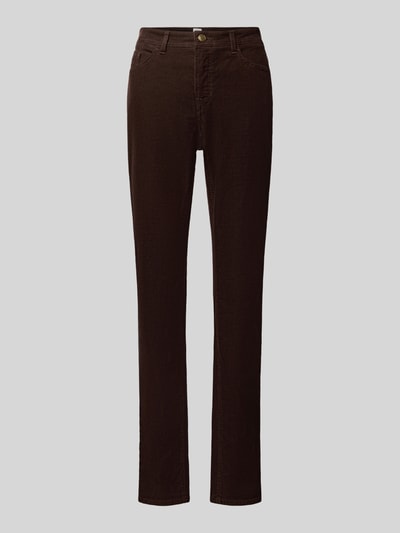 Produktfoto, Schmale Hose aus Baumwoll-Mix Modell 'MARY' von Brax in Dunkelbraun, schlanke Form, feine glatte Textur, Damen Schmale Hose von Brax