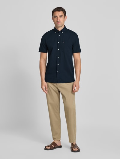 Tommy Hilfiger Regular Fit Kurzarmhemd aus Seersucker-Baumwolle Marine 1
