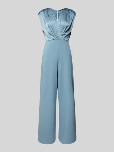 Zero Jumpsuit met V-hals en plooien Bleu - 2