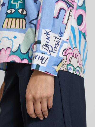 Milano Italy Bluzka koszulowa o kroju regular fit ze wzorem na całej powierzchni Mocnoróżowy 3