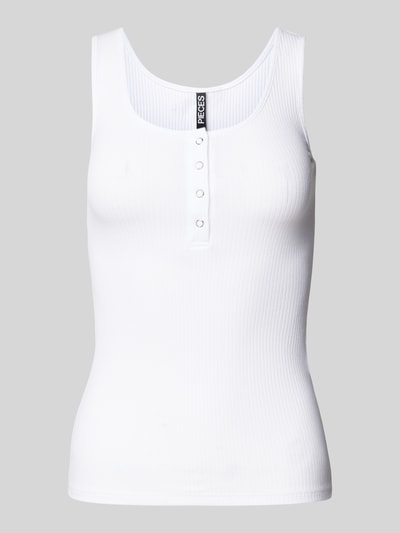 Pieces Tanktop in Ripp-Optik Weiss 2