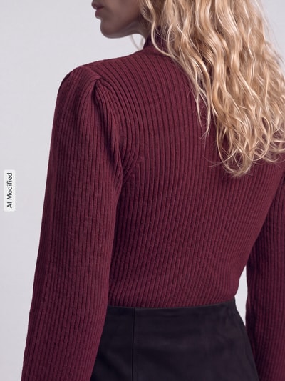 ONLY Sweter z bufiastymi rękawami model 'ONLKATIA' Bordowy 3