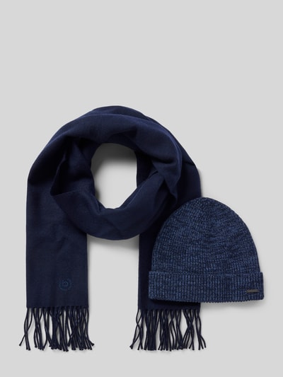 bugatti Cadeauset met muts en sjaal van zuivere scheerwol Marineblauw - 1