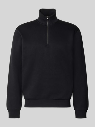 Produktfoto, Regular Fit Sweatshirt mit Baumwoll-Anteil Modell 'Bradley' von JACK & JONES, Troyer-Kragen, Schwarz, weiche Struktur