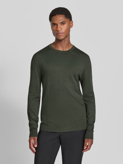 MCNEAL Strickpullover mit geripptem Rundhalsausschnitt Khaki Melange 4