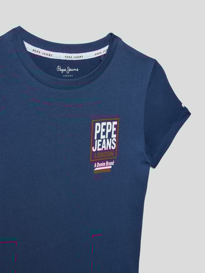 Pepe Jeans T-Shirt mit Label-Print Modell 'BENNY' Marineblau 2