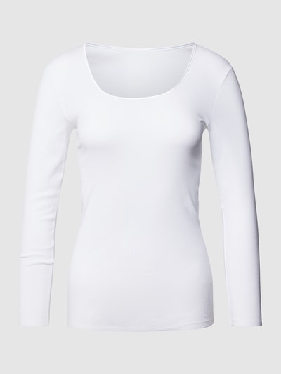 Schiesser Longsleeve mit Rundhalsausschnitt Modell 'LUXURY' Weiss 1