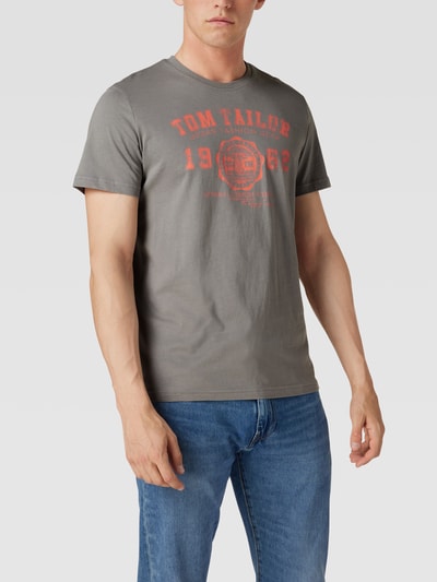 Tom Tailor T-shirt met labelprint Lichtgrijs - 4