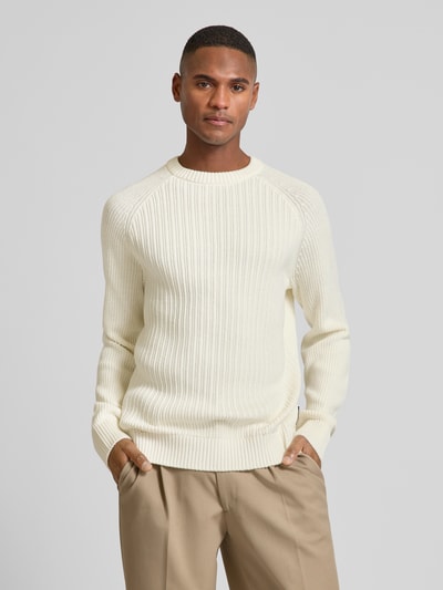 Tom Tailor Denim Regular Fit Strickpullover aus Baumwoll-Mix mit Strukturmuster Offwhite 4