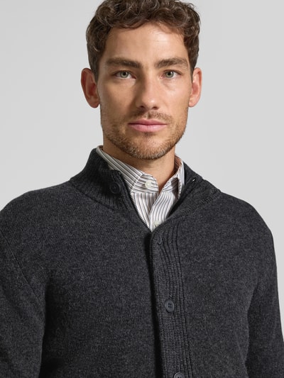 Barbour Regular fit gebreid jack van echte wol Grafiet - 3