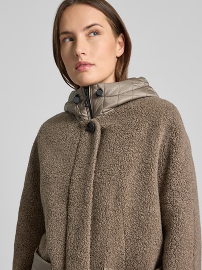 Gil Bret Teddyjack van wolmix met capuchon en opgestikte zakken Beige gemêleerd - 3