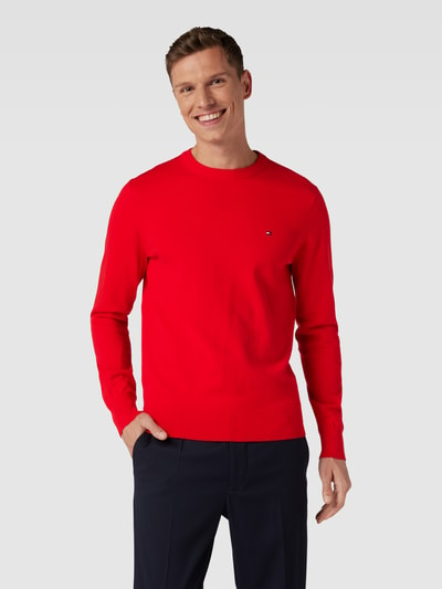 Tommy Hilfiger Strickpullover mit Label-Stitching Hellrot 4