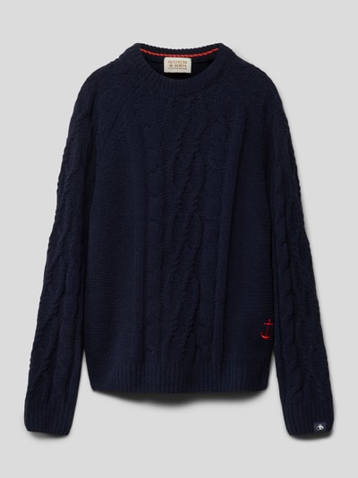 Scotch & Soda Sweter z dzianiny z okrągłym dekoltem model ‘Chenille’ Niebieski 1