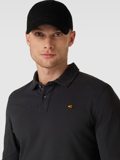 camel active Koszulka polo o kroju regular fit z długim rękawem Antracytowy 3