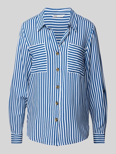 Only Overhemdblouse van viscose met verlengd rugpand, model 'YASMIN' Blauw - 2