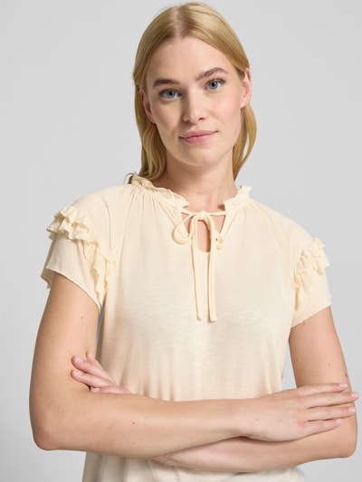 Zero T-shirt z falbanami i wiązaniem Écru 3