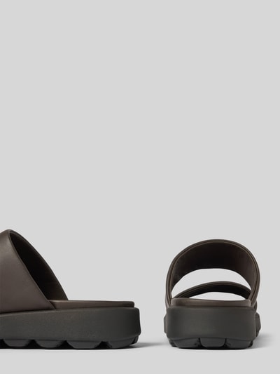 Geox Slippers van leer met profielzool Donkerbruin - 2