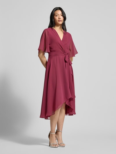 Swing Cocktailkleid mit V-Ausschnitt Dunkelrot 1