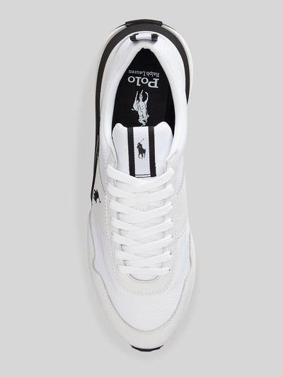 Produktfoto, Low Top Sneaker aus echtem Leder von Polo Ralph Lauren in Weiß, abgerundete Schuhspitze, Logo-Print, strukturierte Sohle