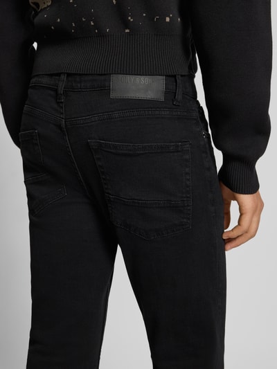 Only & Sons Slim Fit Jeans mit Stretch-Anteil Modell 'Loom' Black 3