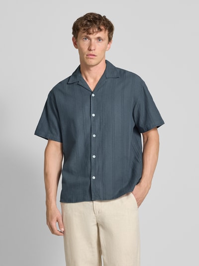 Jack & Jones Premium Regular Fit Freizeithemd aus Baumwoll-Mix mit Leinen-Anteil Modell 'MONTANA' Dunkelblau 4