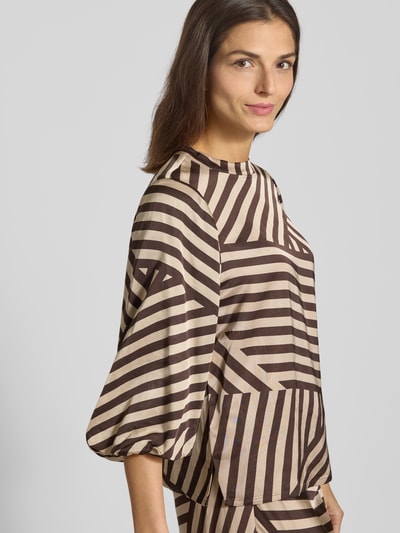 comma Bluse mit Rundhalsausschnitt Beige 3