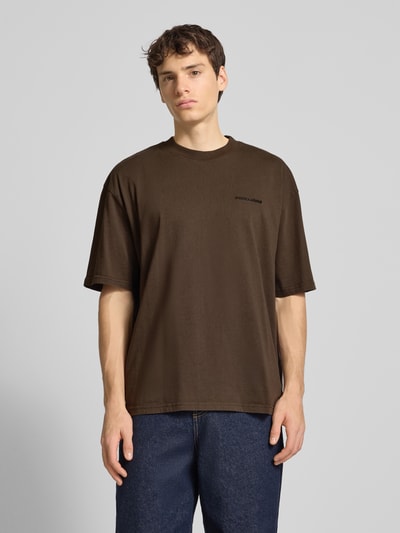 Pegador Oversized T-shirt met labelstitching Donkerbruin - 4