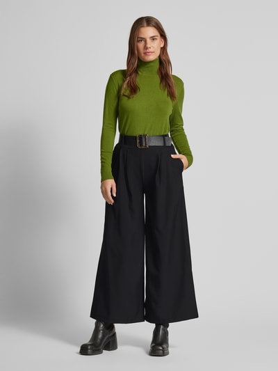 ZABAIONE Wide leg stoffen broek met riem Zwart - 1