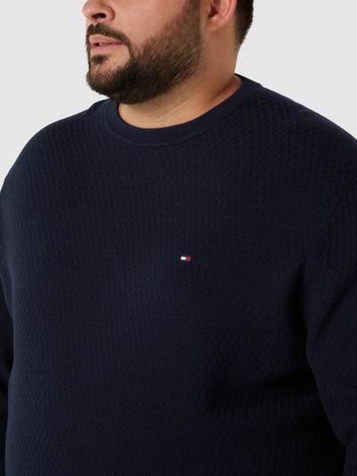 Tommy Hilfiger Big & Tall PLUS SIZE Strickpullover mit Strukturmuster Dunkelblau 3