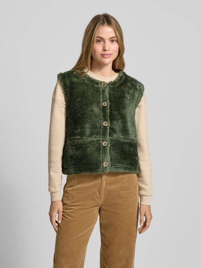 Christian Berg Woman Kamizelka z sztucznego futra z okrągłym dekoltem Oliwkowy 4