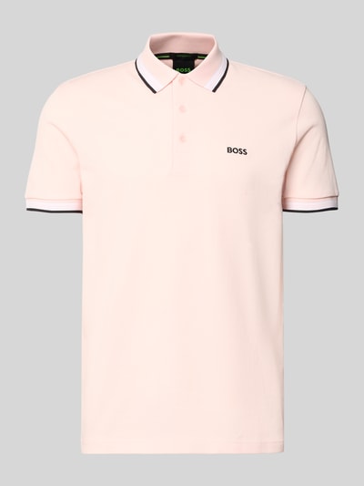 Produktfoto, jasnoróżowa koszulka polo z krótkim rękawem z bawełny, model 'PADDY' od BOSS Green, krój regular fit