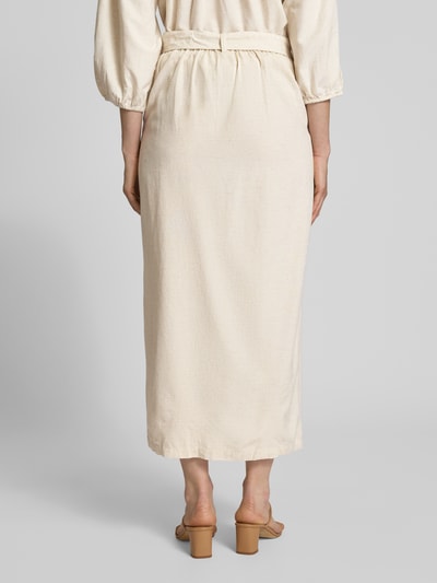 Vila Midirock aus Viskose-Baumwoll-Mix mit Leinen-Anteil Modell 'PRISILLA' Beige 5