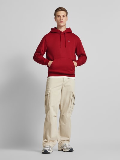 Tommy Jeans Regular fit hoodie met labelstitching Rood - 1